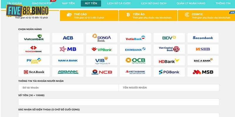 Hướng dẫn rút tiền